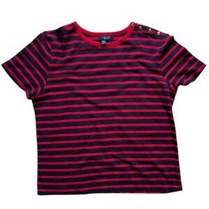 Women's Chaps SS striped Tee with Button Accents Size XL